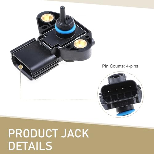 FPS5 Fuel Injection Pressure Sensor, Fuel Rail Pressure Sensor, Replaces OEM# 3F2E-9G756-AA, 0261230093, 3F2Z9G756AC, Compatible with Ford/Lincoln/Mazda/Mercury Models