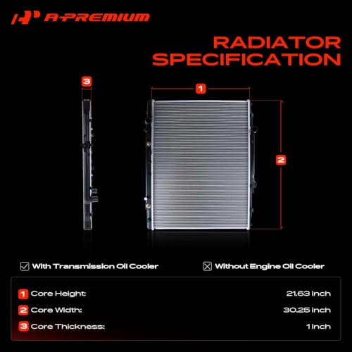 A-Premium Engine Coolant Radiator Assembly with Transmission Oil Cooler