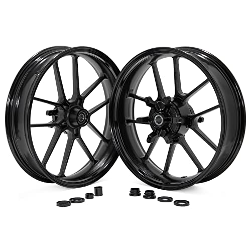 TOFR 17" Supermoto CUSH Drive Wheels Set for Honda CRF250R CRF450R 14-24 - color: Black, size: Front Rear 14-24