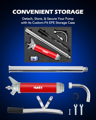 OMT 55 Gallon Drum Pump, Lever Action Barrel Pump for 15 to 55 gal Drums - color: Red Lever Action Steel Pump