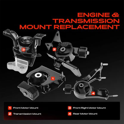 A-Premium Engine Motor Mount and Transmission Mount Kit, Set of 4 - style: Automatic - 2009-2010 Vibe, 2009-2013 Corolla/Matrix
