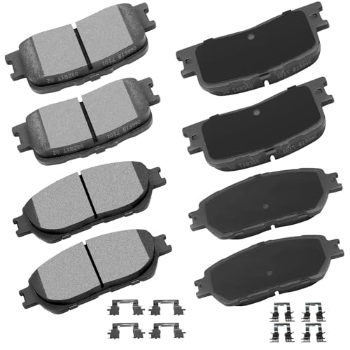 cciyu D906 D885 Brake Pads w/Hardware Front Rear Disc Brake Pad Set - size: Front[D906] + Rear[D885]