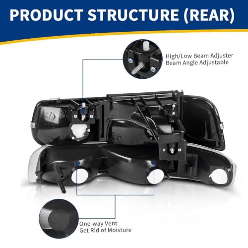 AUTOSAVER88 Headlight Assembly Compatible with 1999-2002 Silverado Chrome - color: OE - Chrome/Amber/Clear