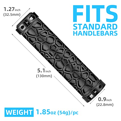 ROCKBROS Bike Handlebar Grips Double Lock-on Bike Grips Non-Slip Bicycle Handlebar Grips for MTB, BMX, Scooters, Folding Bikes 22.2mm - color: A5 - Black