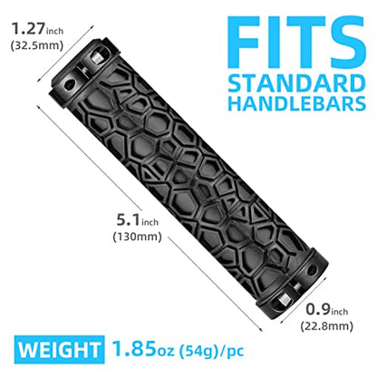 ROCKBROS Bike Handlebar Grips Double Lock-on Bike Grips Non-Slip Bicycle Handlebar Grips for MTB, BMX, Scooters, Folding Bikes 22.2mm - color: A5 - Black