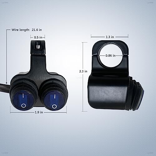 Motorcycle Handlebar Switch ATV Handlebar Light Switch Waterproof Double Control Kill Switch Spotlights Hazard Brake Fog Light ON Off Switches 12v (Blue) 1 Piece - size: Style B-BLUE 1 Piece