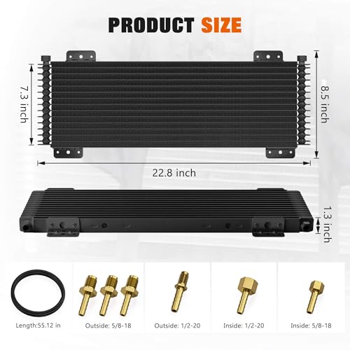 LPD47391 Low Pressure Drop 40k Transmission Oil Cooler Compatible with Tru Cool Heavy Duty 40,000 GVW Max Trans Cooler with Mounting Hardware (Black) - color: Black