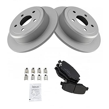 TRQ Rear Brake Pad and Rotor Set Ceramic Solid G Coated Rotors - style: BKA14745