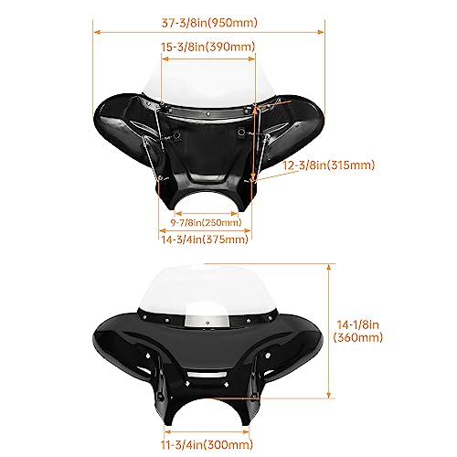 ECOTRIC Motorcycle Trunk and Front Fairing Batwing with Windshield - color: Black, size: One Size