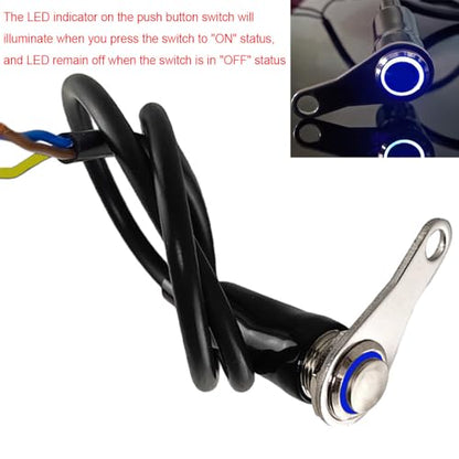 Gebildet Universal Momentary Stainless Steel Blue LED Motorcycle Switch ON-Off Handlebar Adjustable Mount Waterproof Switches Button(5A/12V) - color: Blue LED-Momentary