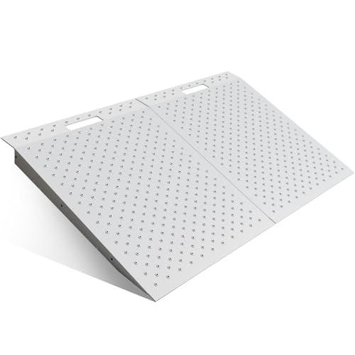 TOCRETOARE Shed Ramp, Heavy-Duty Loading Ramps for Lawn Mower, 29" L x 48" W Curb Ramp with Anti-Slip Punch Plate, 1500 lbs Capacity (29" L x 48" W) - size: 29" L x 48" W