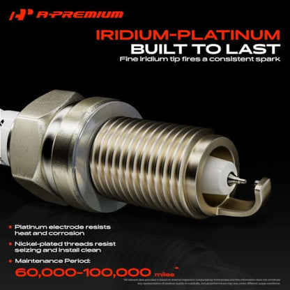 A-Premium Iridium Platinum Spark Plugs Pack of 8, Fine Wire, V8 Engine - style: Pack of 8