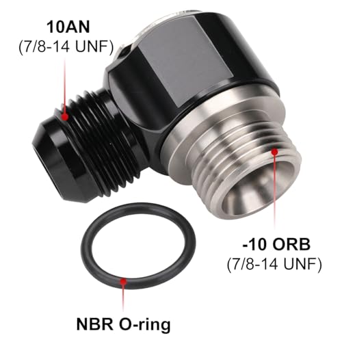 10AN Male Flare Banjo to 10AN -10 ORB Stainless Steel Banjo Bolt Assembly Fitting Adapter Black - size: 10AN to -10 ORB