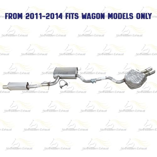 Northeastern Exhaust | Stainless Steel Resonator and Muffler Exhaust Kit Compatible for 2005-2014 VW Jetta 2.5L | Free Clamp, and Sleeve included | Automotive Replacement Part