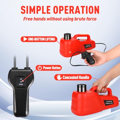 ROGTZ Electric Car Jack Kit 5T Portable Lightweight Auto Hydraulic Car Lift - color: Red