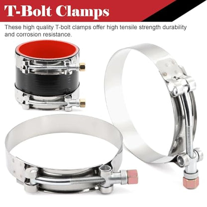 Silicone Straight Hose 3 1/2 inch(89mm) Coupler, Rubber 4-ply Reinforced 3 inch Length Pipe 3.5×3 Air Intake Exhaust Hose Turbo Intercooler Coolant Radiator Tubing with Stainless Steel T-Bolt Clamps - size: 3.5 Inch