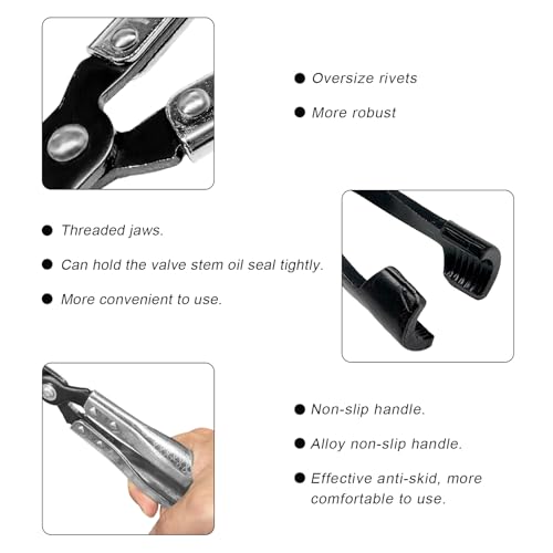 Car Valve Seal Pliers, 27cm/10.5in Valve Stem Seals Removal Tool with Ergonomic Grip, Narrow Access Oil Seal Pliers for Motorcycle ATV Small Engine Vehicle, Car Accessories