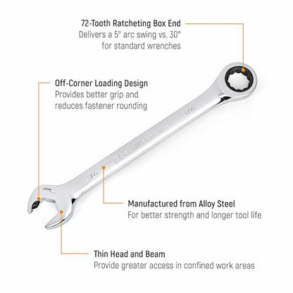 GEARWRENCH 20 Piece SAE/MM Ratcheting Combination Wrench Set| 35720A-02