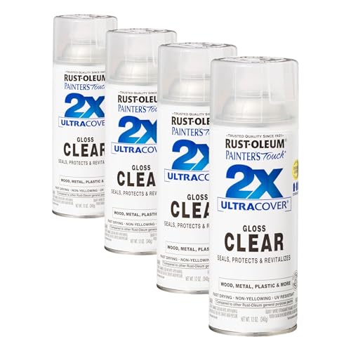 Rust-Oleum 334029 Painter's Touch 2X Ultra Cover Spray Paint, 12 oz, Gloss Clear (Pack of 4) - color: Gloss Clear, size: 12 Ounce (Pack of 4)