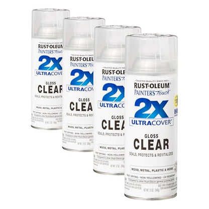 Rust-Oleum 334029 Painter's Touch 2X Ultra Cover Spray Paint, 12 oz, Gloss Clear (Pack of 4) - color: Gloss Clear, size: 12 Ounce (Pack of 4)