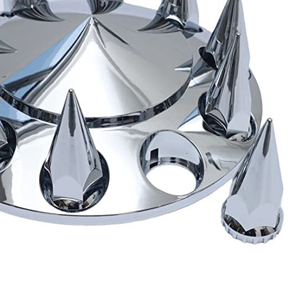 ABS Plastic Chromed Hubcaps Front and Rear Wheel Axle Cover Set with 33mm Thread-On Lug Nut Covers for Semi Trucks (Pointed) - color: Pointed
