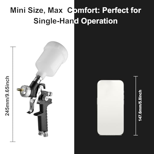 Mini HVLP Spray Gun with 0.8/1.0 mm Nozzles, 125ml Cup Detail Repair Automotive Paint Gun Kit, Auto Paint Sprayer, Paint Gun for Car, Primer, Varnish and Top Coat (Black) - color: Black