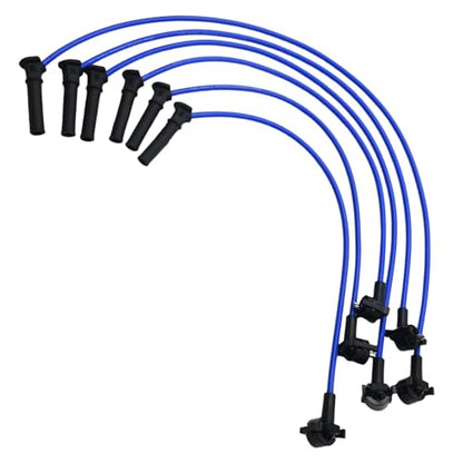 Saihisday 6Pcs ST-6265 8.0mm Spark Plug Blue Wire Set Ignition Spark Plug Wires Replacement for Ford Explorer 2005-2010 Compatible with Mountaineer 4.0L V6(Blue)