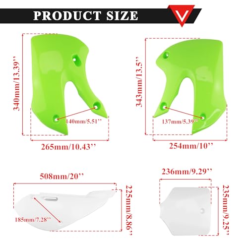 PRO BAT ABS Plastic Fender Fairing Body Work Kit Set - color: White&Green Plastic Fender Kit