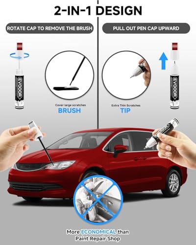Velvet Red(PRV/NRV) Touch Up Paint Compatible with Chrysler Exact Match 2 in 1 Touch up Paint for Chips and Nicks Repair with 2pcs Disposable Micro Applicators - color: Velvet Red(PRV/NRV)