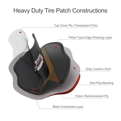 SUNSOUL 10Pcs Bias Tire Patch, 3.75" x 3.75" Heavy Duty Tire Repair Patches - color: 3.75"×3.75"
