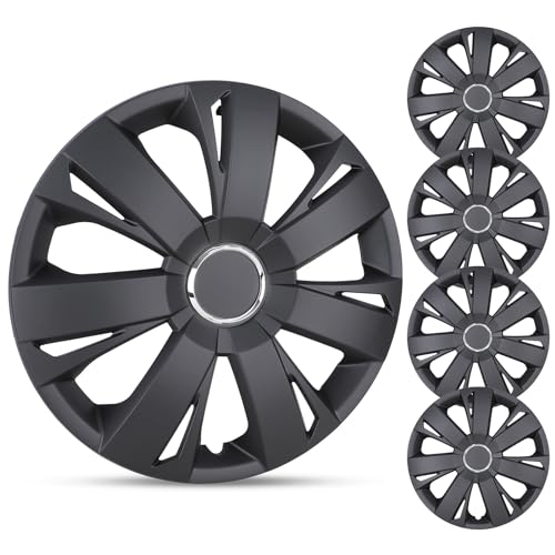 15" Universal Wheel Rim Cover Hubcaps Snap On Car Truck SUV - color: 5077-Black Matte-15