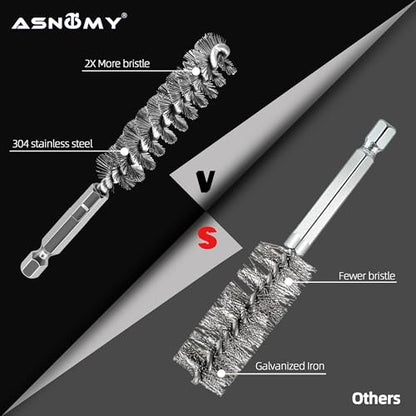 12Pc Stainless Steel Wire Bore Brush for Power Drill Cleaning 5/16"-1-3/16" - size: 5/16"-1-3/16"