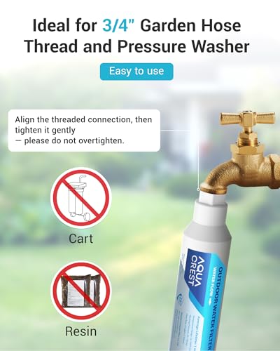 AQUA CREST Hard Water Filter for Hose Car Wash, Reduces Hard Water Spots