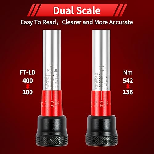 Hairich 3/4-Inch Torque Wrench, Dual-Direction Adjustable 60 tooth 100-400ft.lb/136-542Nm, Professional Torque Wrench, for Maintenance Tool and Product Assembly - size: 3/4inch 100-400FT.LB