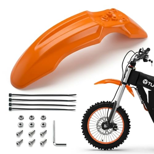 Dirt Bike Front Fender for Yozma IN10 Tuttio Soleil 01 MX350/500/650 SX500 KX110 XR70 Ridstar Q20 CRF50 Style with Mounting Bolts Ebike Dirt Pit Bike Wheel Mudguard (Orange) - color: Orange