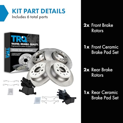 TRQ Front and Rear Brake Pad and Rotor Set Ceramic Vented Rotors 285mm - style: BKA11575