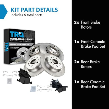 TRQ Front and Rear Brake Pad and Rotor Set Ceramic Vented Rotors 285mm - style: BKA11575