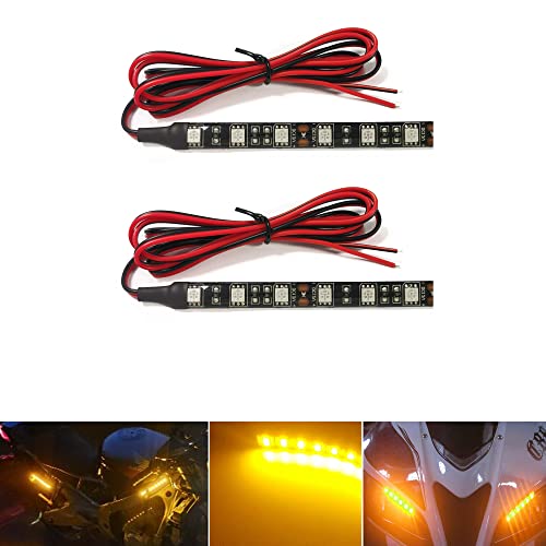 Universal 2pc 4in Motorcycle LED Turn Signal Light Amber LED Strip Light Bar for Motorcycle Car Scooter ATV UTV Golf cart Front Rear Turning Indicator Lights Blinker Tail Running Light - size: 2x 6LED Amber Light Bar