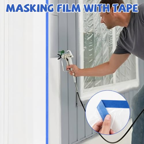 JMIATRY Pre-Taped Painter Plastic Sheeting for Painting 106IN x 88FTx 4Roll