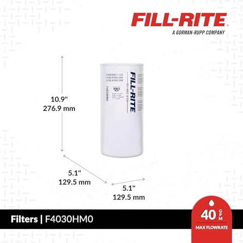 Fill-Rite F4030HM0 30 Micron Water Detecting Fuel Filter – 1.5"-16 UNF, 40 GPM High-Flow Replacement for Diesel & Gasoline Fuel Systems - style: 40 GPM 30 Micron Hydrosorb