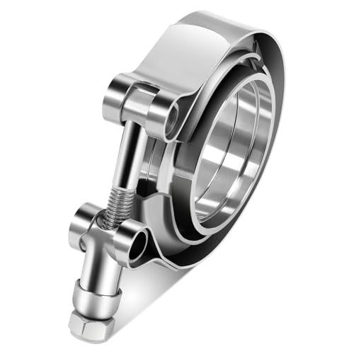 Auto Dynasty 2.5" V Band Clamp with Male/Female Flanges 304 Stainless Steel for Turbo and Exhaust Systems, Natural Metallic - color: Pack of 1, size: 2.5" OD