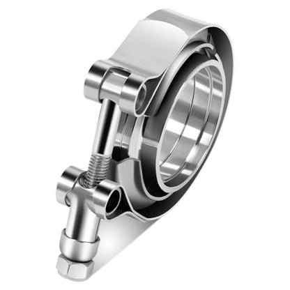 Auto Dynasty 2.5" V Band Clamp with Male/Female Flanges 304 Stainless Steel for Turbo and Exhaust Systems, Natural Metallic - color: Pack of 1, size: 2.5" OD