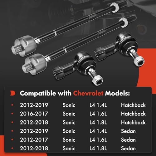 A-Premium Front Inner & Outer Tie Rod End Kit, Compatible with Chevrolet
