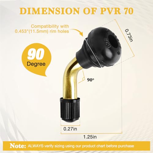 Tire Valve Stems PVR70 (20 Pcs), 90 Degree Motorcycle Valve Stem, Snap-in Valve Stems Compatible with Yamaha Honda Kawasaki Suzuki Triumph Harley, Valve Stem for Motorcycle, ATV, Scooter - color: PVR70 90 degree 20 Pcs