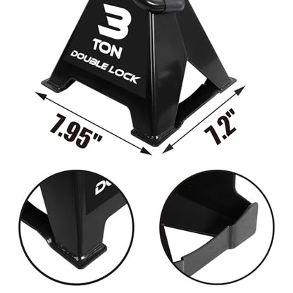 Torin AT43005AB Steel Heavy Duty Jack Stands: Double Locking Pins, 3 Ton (6,000 lb) Capacity, Black, 1 Pair (2 Pack) - size: 3 TON, style: Wide Base