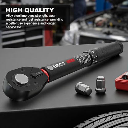 9PCS 1/4" 3/8" 1/2" Drive Click Torque Wrench, 72 Teeth Dual-Direction Adjustable, ±3% Accuracy Click Torque Wrench Set for Car, Motorcycle Maintenance - size: 9pcs