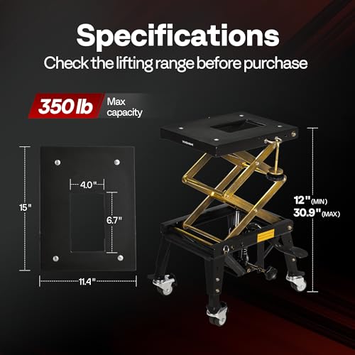 VIVOHOME 350 Lbs Hydraulic Motorcycle Lift Table Motorcycle Scissor Jack - color: Black