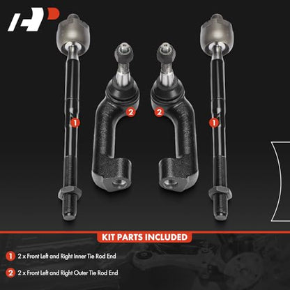 A-Premium Front Inner Outer Tie Rod End Kit, Compatible with Ford, Lincoln