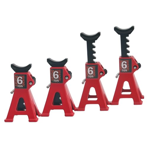 4 Pack Adjustable Mini Jack Stands Compatible with 1/18 1/24 Traxxas TRX4M Axial SCX24 AX24 FMS FCX24, Height Range 4-34mm, Ideal for RC Crawler Car Maintenance Accessories(Red) - color: Red