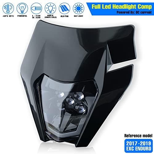 Headlight Head Lamp Light Fairing Mask Day Running Light For ATV Scooters Dirt Pit Bike Enduro (Black+Cold White DRL) - color: Black